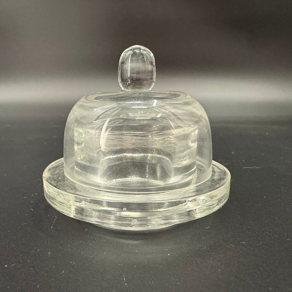 Williams Sonoma clear glass Butter Pat Dish Cloche Lid individual condiments